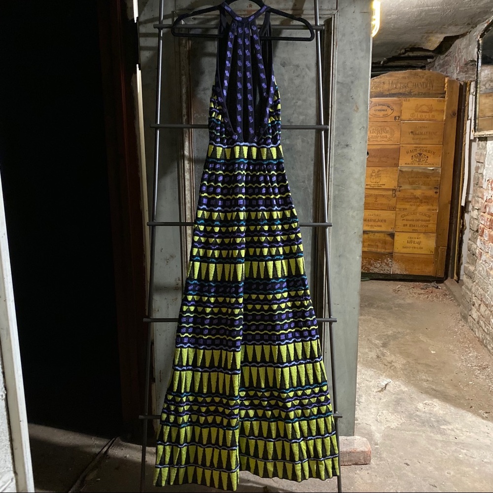 Missoni Lime Black Zig Zag Metallic Gown Dress - Picture 4 of 8